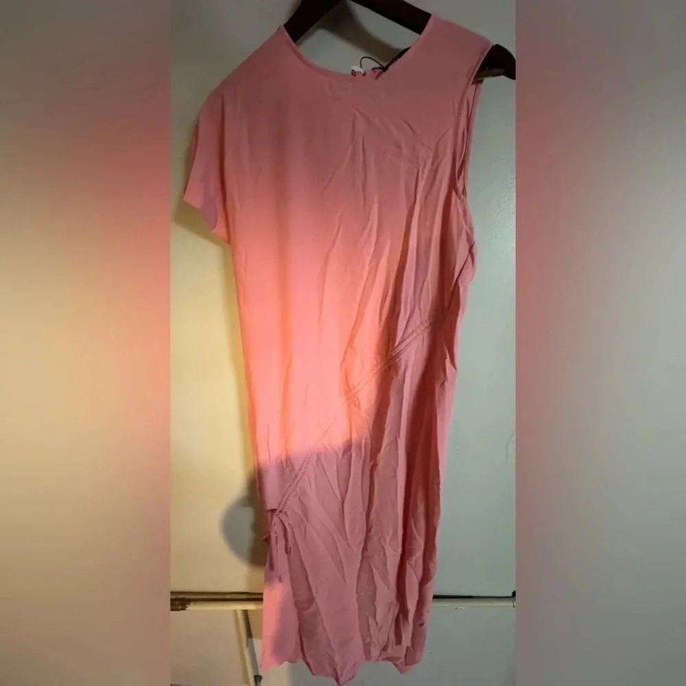 NWT Zara women’s asymmetrical sleeve tank bubblegum pink summer‎ dress size xs